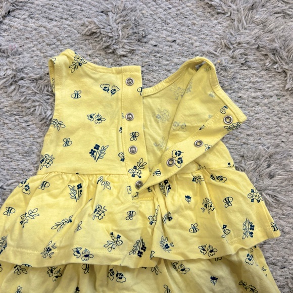 Carters Baby Girl Yellow, Navy Floral/Bee Dress 6M GUC - Picture 5 of 5